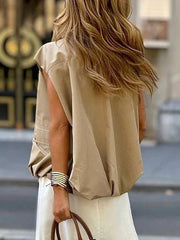 lockere ärmellose Freizeitweste mit Tasche