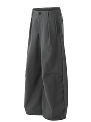 Men's High Waist Pleated Curved Pants