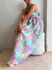 Wunderschönes, temperamentvolles, bedrucktes, trägerloses, rückenfreies Swing-Kleid