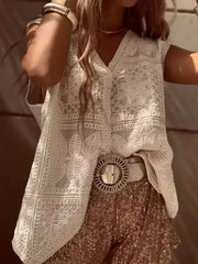 Vintage-Inspired Sleeveless Crochet V-Neck Vest