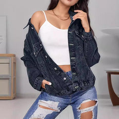 Chloe Oversized Distressed Denim Jacket