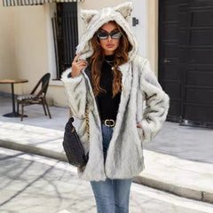 Luna Faux Fur Cat-Ear Coat