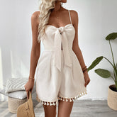 Sienna Tassel-Tie Waffle Romper