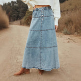 Delilah Vintage Wash Denim Maxi Skirt