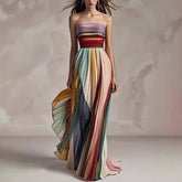 Aurora Pleated Rainbow Gown