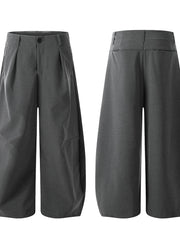 Men's High Waist Pleated Curved Pants