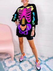 Sudadera con estampado de calavera de Halloween arcoíris