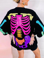 Sudadera con estampado de calavera de Halloween arcoíris