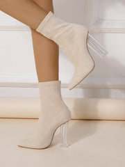 Amelia Crystal-Heel Suede Ankle Boots