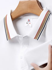 Men's Plus Size Classic Striped Collar Polo Shirt