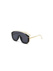 Oversized Sunglasses with Gold Metal Accents