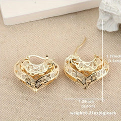 14kt Gold Romantic Heart-Shaped Hoop Earrings