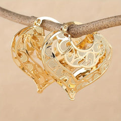 14kt Gold Romantic Heart-Shaped Hoop Earrings