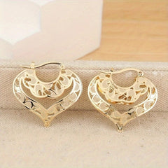 14kt Gold Romantic Heart-Shaped Hoop Earrings