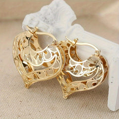14kt Gold Romantic Heart-Shaped Hoop Earrings