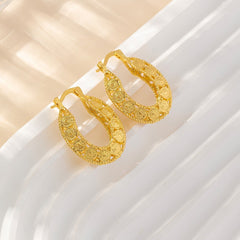 14kt Gold Unique Gold Filigree Chunky Hoop Earrings