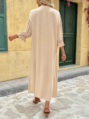 Button Front Flounce Sleeve Maxi Dress