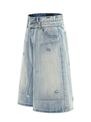 Men's Washed Wide Leg Cropped Jeans