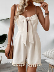 Sienna Tassel-Tie Waffle Romper