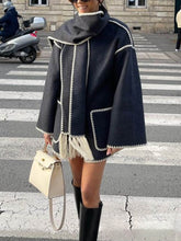 Drapierte Jacke aus Mischgewebe mit Fransen und Schal