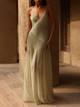 Vestido largo con abertura y diseño de patchwork plisado único Sunset