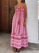 Vestido largo lencero de punto con patchwork y crochet de estilo étnico