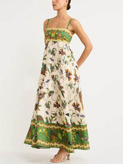 Sun Drenched – Gerüschtes Kleid mit einzigartigem Print und Taschen auf der Rückseite