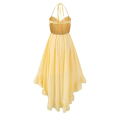 Soleil Draped Ruffle Midi Dress