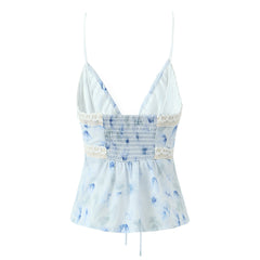 Lila Lace-Trimmed Floral Camisole