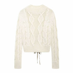 Isabella Open-Back Cable Knit Sweater
