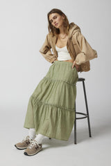 Sage Tiered Maxi Skirt