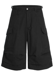 Men's Wide Leg Cargo Shorts with Flower Patch