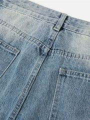 Men's High Waist Wide Leg Washed Jeans