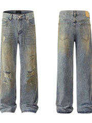 Men's Distressed Wide Leg Jeans
