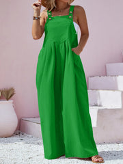 Plus Size Square Neck Wide Leg Overalls