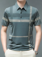 Men's Plus Size Geometric Striped Short Sleeve Polo