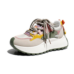 Lace Up Contrast Round Toe Platform Sneakers