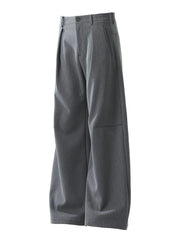 Men's High Waist Pleated Curved Pants
