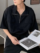 Men's Plus Size Half-Zip Oversized Polo Shirt