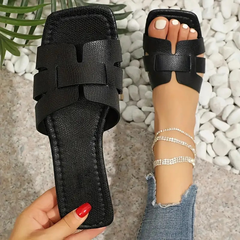 Rhinestone Patchwork Round Toe Slipper