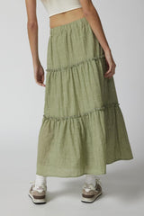 Sage Tiered Maxi Skirt