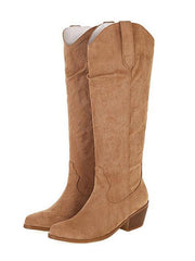 Botas altas hasta la rodilla de ante estilo western