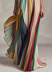 Aurora Pleated Rainbow Gown