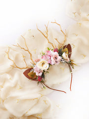 Burgundy Spring Christmas Reindeer Headband