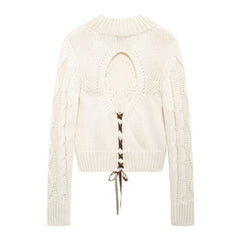 Isabella Open-Back Cable Knit Sweater