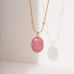 Rhodochrosite 18K Gold Necklace