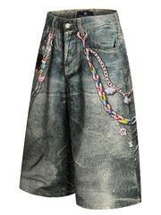 Men's Wide Leg Denim Shorts