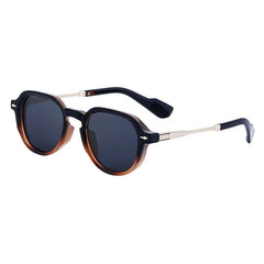 Round Frame Sunglasses with Metal Temples
