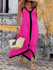 Midikleid mit Strumpfhaltern und Farbblockdesign