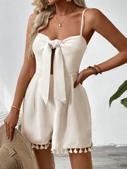 Sienna Tassel-Tie Waffle Romper